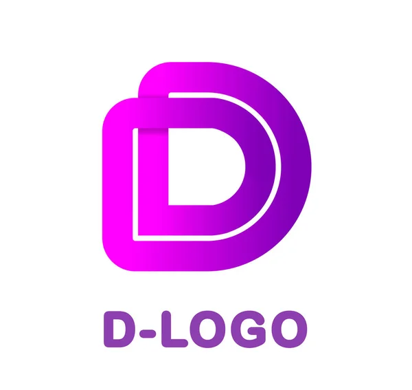 Abstracte letter D - creatieve logo sjabloon vectorillustratie. Logo voor corporate identity van bedrijf van lint, gesloten lijn van kleur voor de kleurovergang, kronkelig pad. Neon gloeiende brief. Typografische lettertype. Ontwerpelement. — Stockvector