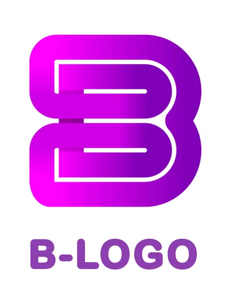 Soyut mektup B - yaratıcı logo şablonu vektör çizim. Şerit, degrade renk, dolambaçlı yolu kapalı çizgi şirketin kurumsal kimliğinin amblemi. Neon parlayan mektup. Tipografik yazı tipi. Tasarım öğesi. — Stok Vektör