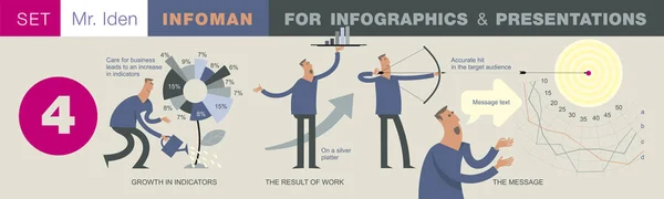 İş infographics iş durumları, başarıları, yatırım projeleri çeşitli resimler. Farklı pozlar ve jestleri. Proje, veri işleme, diyagramlar ve grafikler pazarlama üzerinde çalışma görselleştirme unsurları. P için şablon