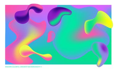 Background multicolored abstract vector holographic 3D background with figures and objects for web, packaging, poster, billboard, advertisement, cover, brochure, collage, wallpaper, presentation. Vector illustration of modern art. clipart
