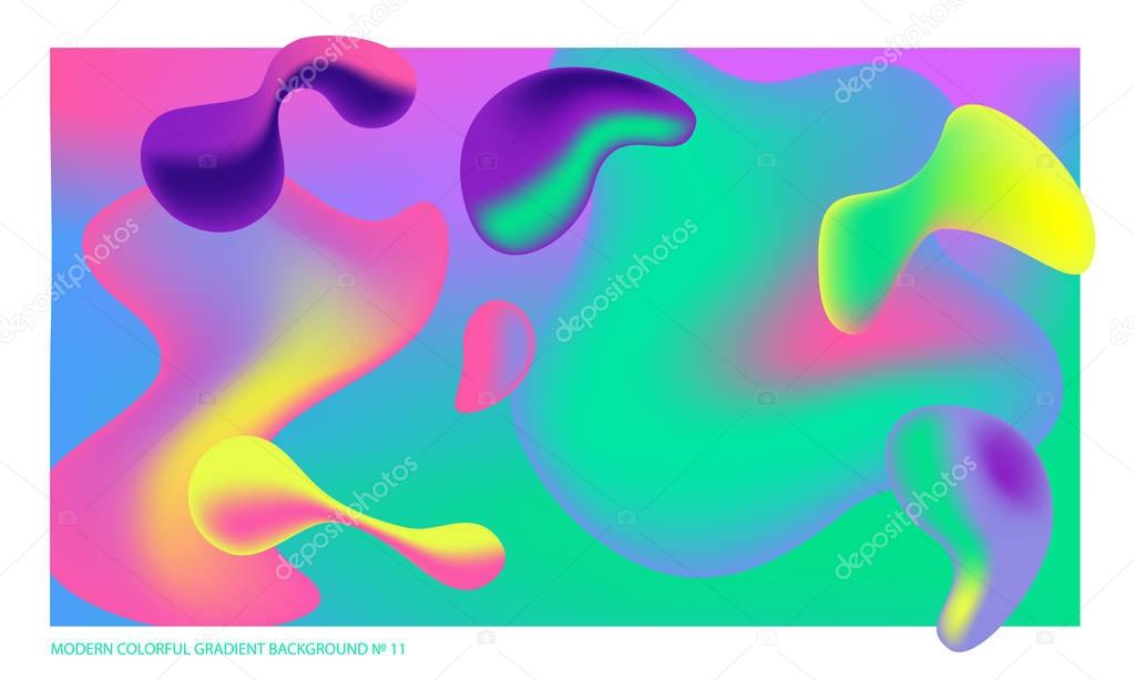 Background multicolored abstract vector holographic 3D background with figures and objects for web, packaging, poster, billboard, advertisement, cover, brochure, collage, wallpaper, presentation. Vector illustration of modern art.