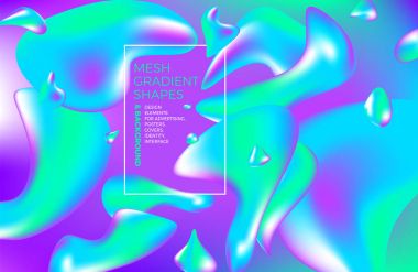 Resimler ve nesneler için web, paketleme, afiş, billboard, reklam, kapağı, broşür, kolaj, duvar kağıdı, sunum ile çok renkli tasarlamak vektör holografik degrade 3d arka arka plan. Modern sanat vektör çizim.