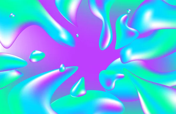 Bakgrund flerfärgad abstrakt vektor holografisk tonad 3d bakgrund med figurer och objekt för webben, förpackning, affisch, billboard, annons, lock, broschyr, collage, tapeter, presentation. Vektorillustration av modern konst. — Stock vektor