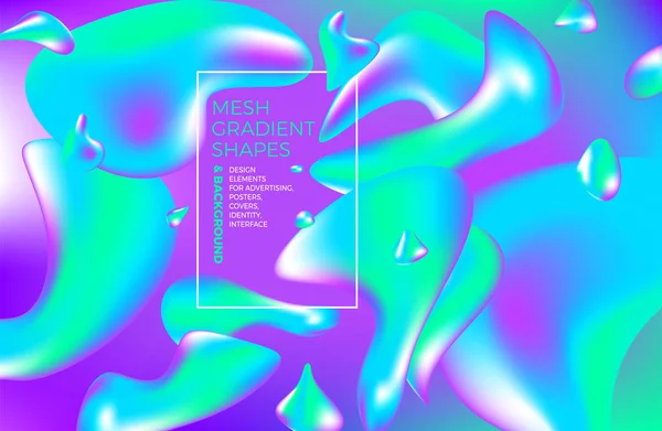 Resimler ve nesneler için web, paketleme, afiş, billboard, reklam, kapağı, broşür, kolaj, duvar kağıdı, sunum ile çok renkli tasarlamak vektör holografik degrade 3d arka arka plan. Modern sanat vektör çizim.