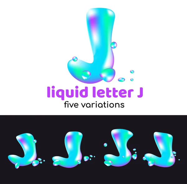 Letter Logo Aqua Lettera Volumetrica Liquida Con Goccioline Spray Stile — Vettoriale Stock