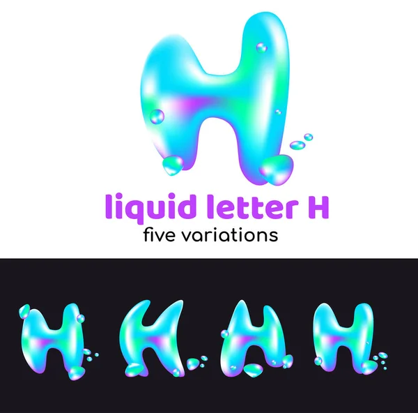 Lettera Logo Aqua Lettera Volumetrica Liquida Con Goccioline Spray Stile — Vettoriale Stock