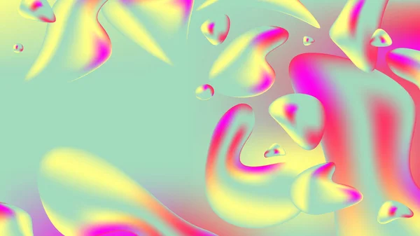 Hintergrundflüssigkeit. Hintergrund bunte abstrakte holographische 3D-Gradienten für Web, Verpackung, Plakat, Plakatwand, Einband, Tapete, Präsentation. eine fließende Flüssigkeit, das Fließen von Wasser. Raster-Illustration. — Stockfoto