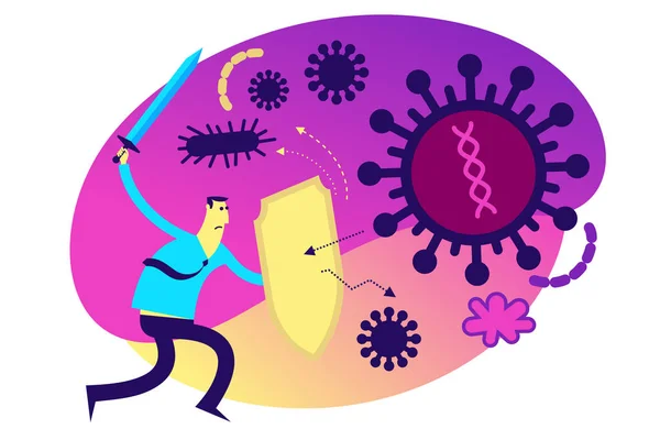 방패와 바이러스 질병으로부터 한다는 것이다 면역계 — 스톡 벡터