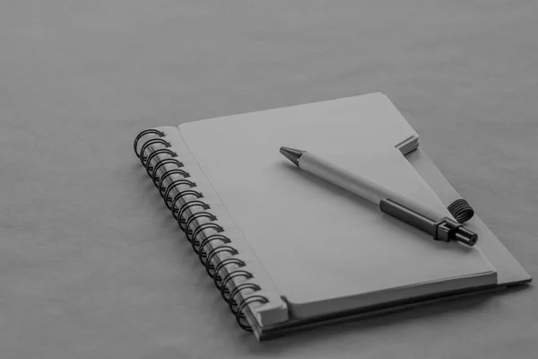 Czarno-biały notebook pióro — Zdjęcie stockowe