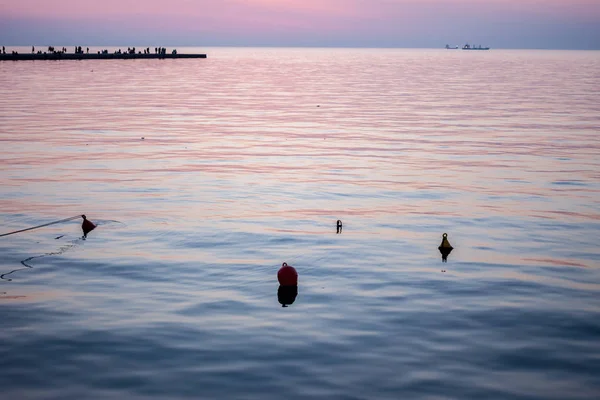 Sunset in Trieste harbor — Stock Photo, Image