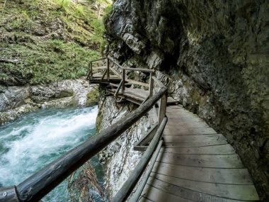 Vintgar Kanyonu su akışı kayalar arasında