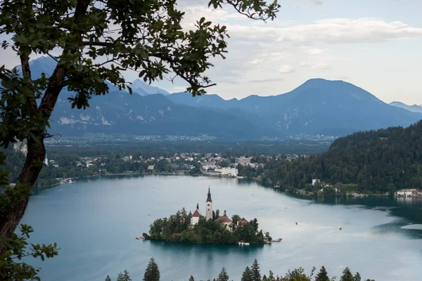 Ausgebluteter See mit schöner Insel — Stockfoto