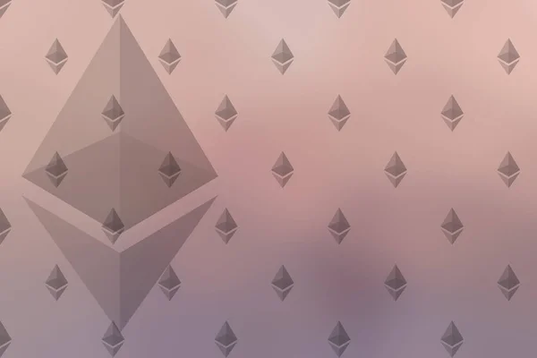 Ethereum logo op onscherpe violette achtergrond — Stockfoto