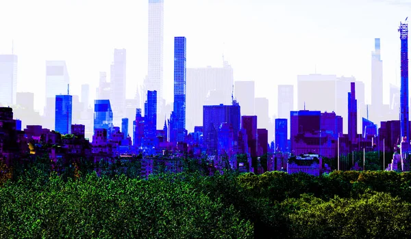 Grattacieli blu New York skyline errore matrice — Foto Stock