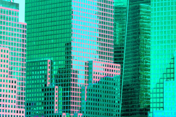 Gröna New York skyskrapor glas och betong — Stockfoto