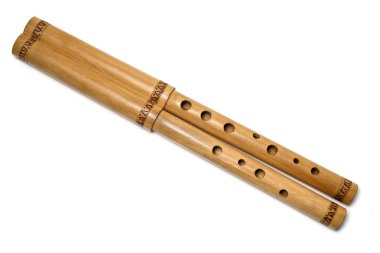 Wooden flute on the isolated background clipart
