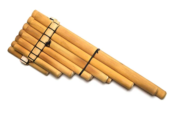 Wooden Pan Flute Isolated Background — Stock Photo, Image