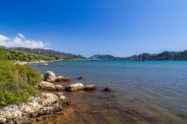 Güzel Akdeniz manzarası. Türkiye 'de sonbahar. Bay 'in manzarası, Likya