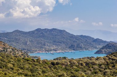 Güzel Akdeniz manzarası. Türkiye 'de sonbahar. Bay 'in manzarası, Likya