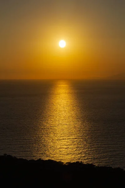 Pôr Sol Bela Paisagem Mediterrânea Vista Baía — Fotografia de Stock