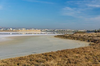 Larnaka 'da Kıbrıs' ta tuz gölünün kıyısındaki antik cami Hala Sultan Tekkes, İslam dininin bir türbesidir.