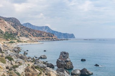 Paleochora yakınlarındaki körfezin güzel manzarası, Girit