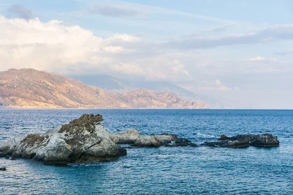 Ciudad Palaiochora Paleochora Creta Grecia Belleza Con Roca Del Cocodrilo — Foto de Stock
