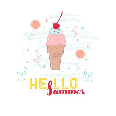 Merhaba yaz sloganı. Tatlı dondurma..