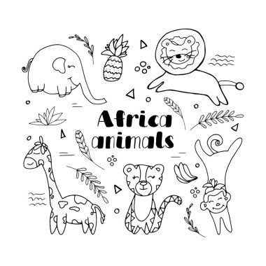 Afrika hayvanlarının karalamaları izole edilmiş.