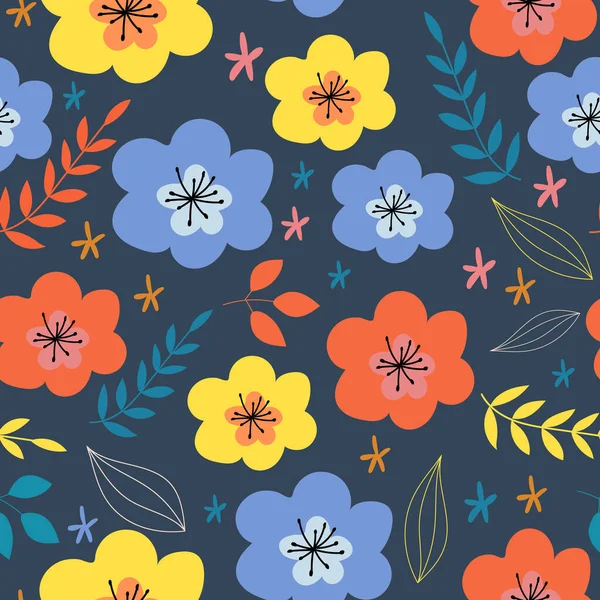 바다없는 Trendy Floral Pattern Floral 페이퍼 포장지 — 스톡 벡터