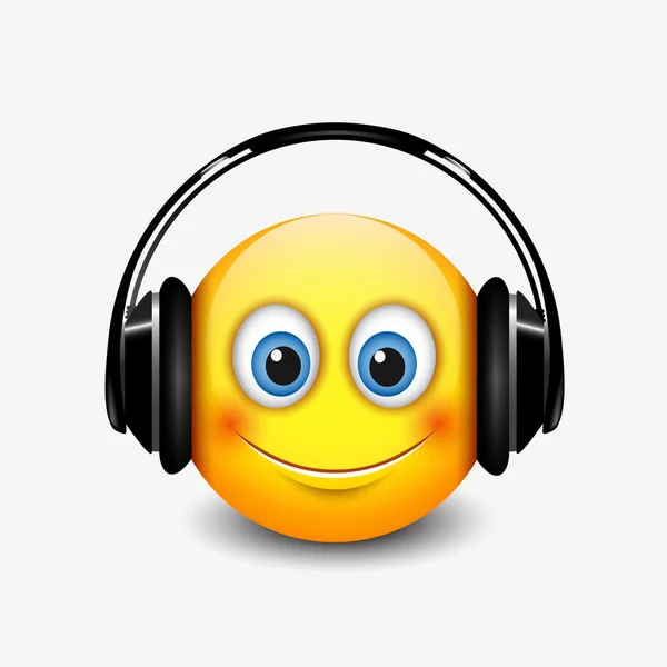 Smiley with headphones icon — Stock Vector