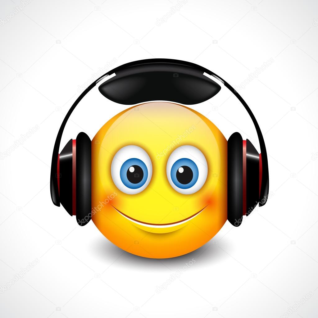 Smiley with headphones icon — Stock Vector © I.Petrovic 125749916