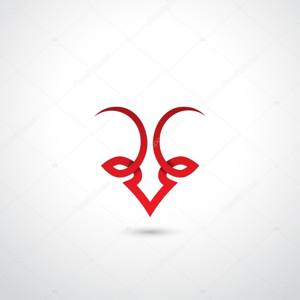 Goat red symbol - vector illustration