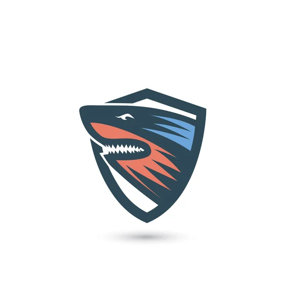 Tiburón simple escudo icono — Vector de stock