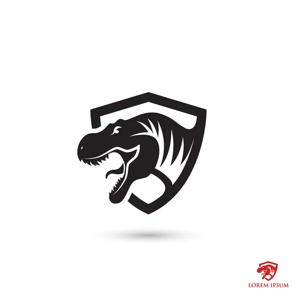 T-rex simple shield icon — Stock vektor