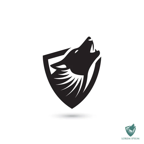 Wolf simple shield icon — Stock Vector