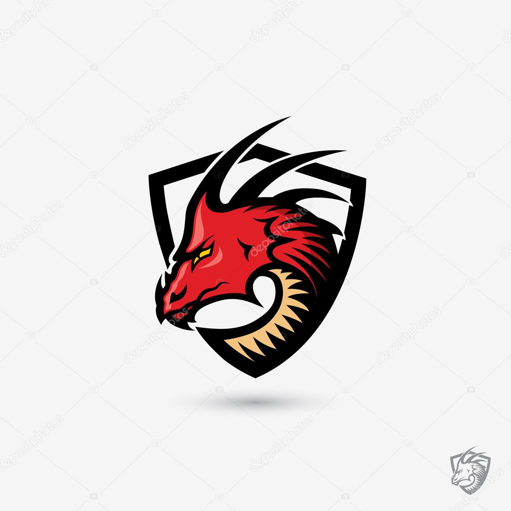 Dragon simple shield icon, vector illustration