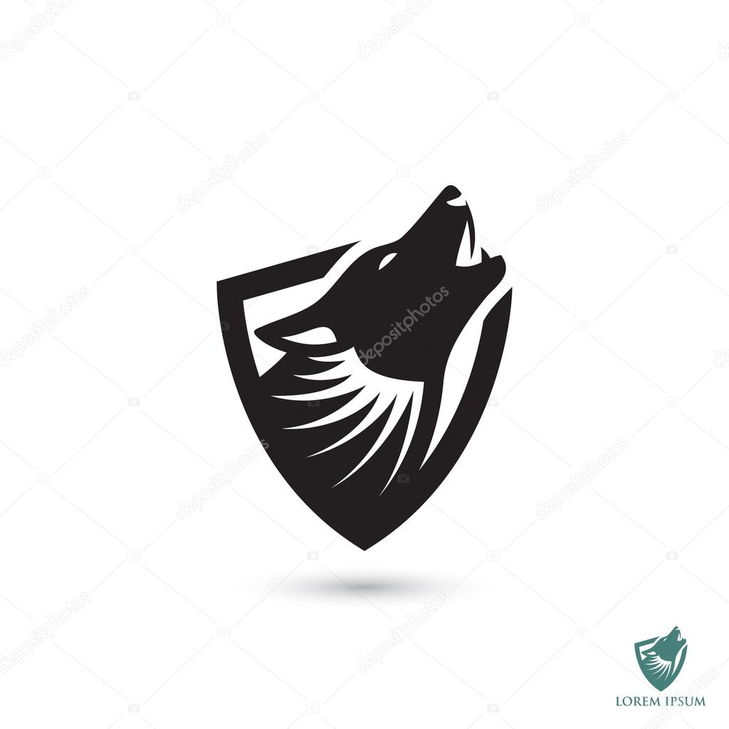 Wolf simple shield icon, vector illustration