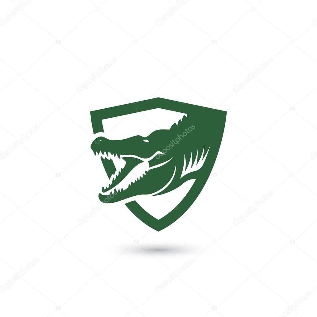 Crocodile simple shield icon, vector illustration
