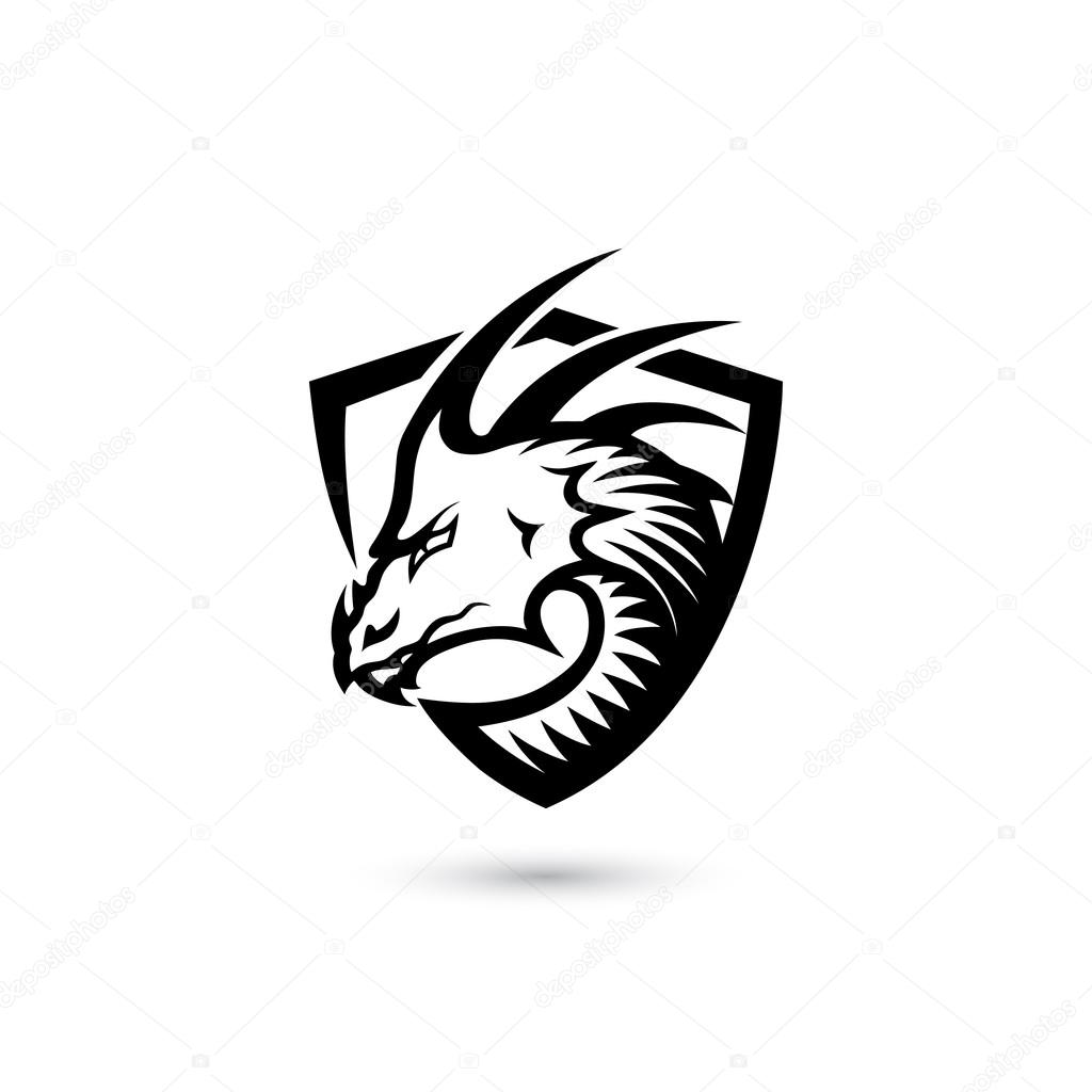Dragon simple shield icon, vector illustration premium vector in Adobe ...