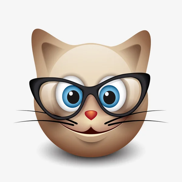 Emoticono gato con gafas de sol negras — Vector de stock