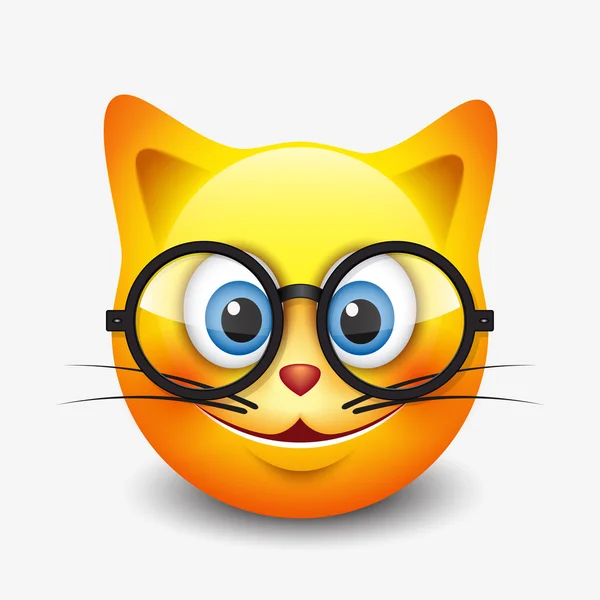 Cat emoticon wearing eyeglasses — Stock Vector