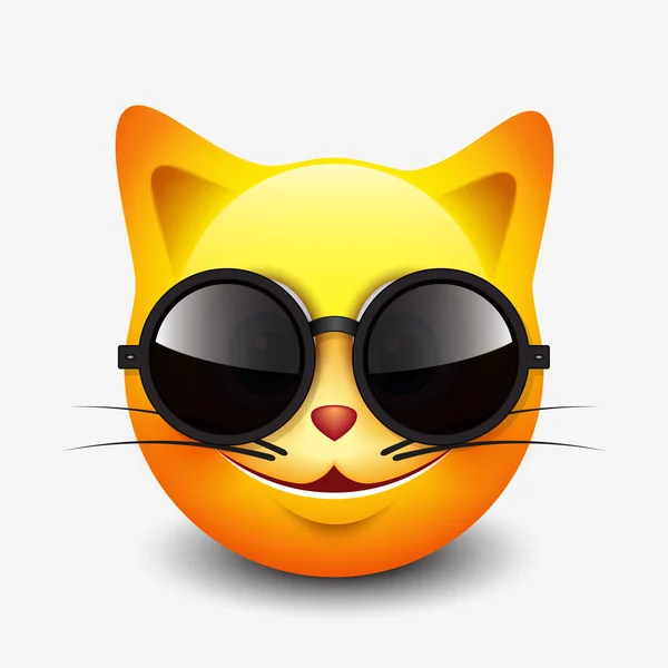 Emoticono gato lindo — Vector de stock