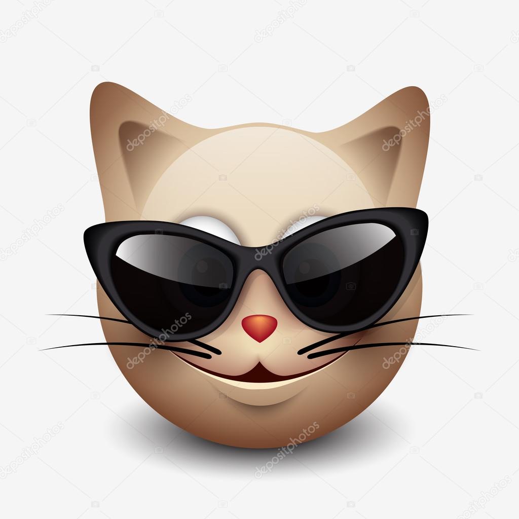 Cat emoticon wearing black sunglasses — Stock Vector © I.Petrovic