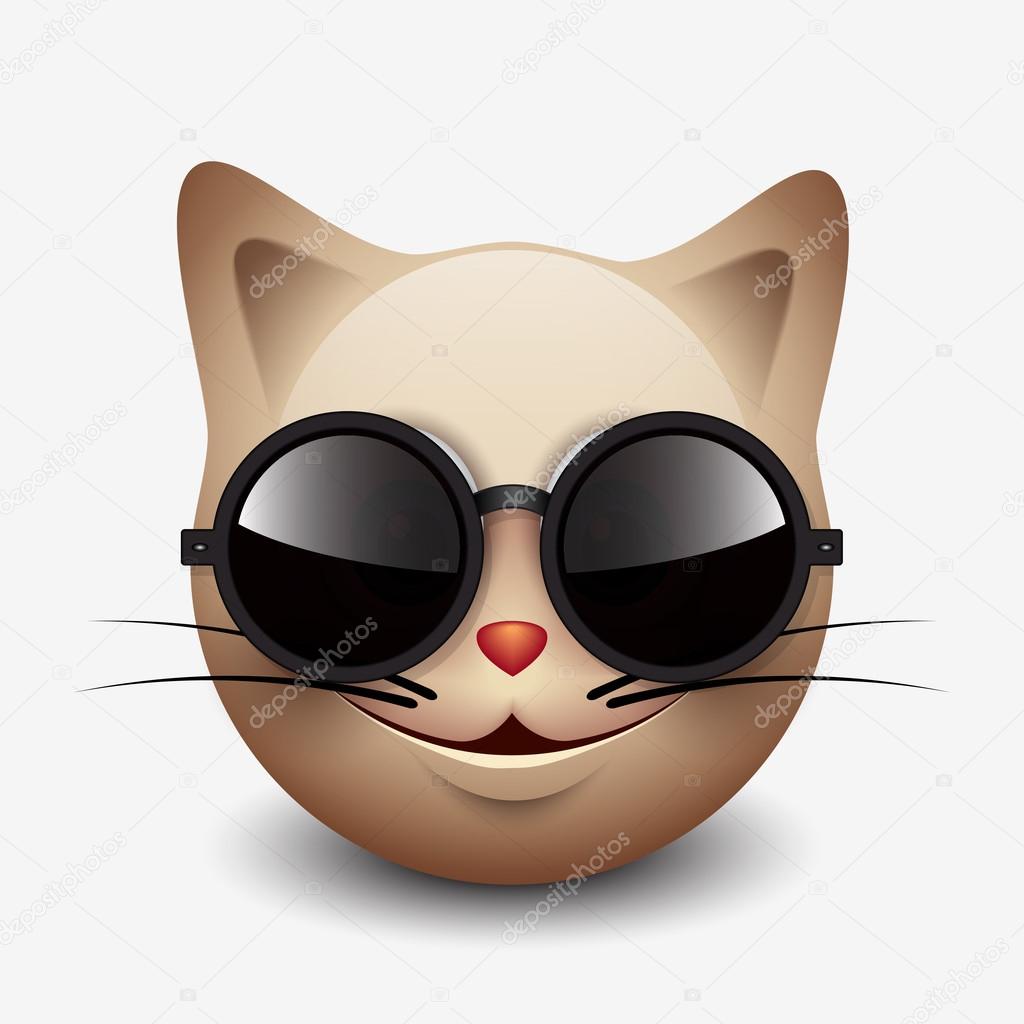  cat emoticon wearing black sunglasses