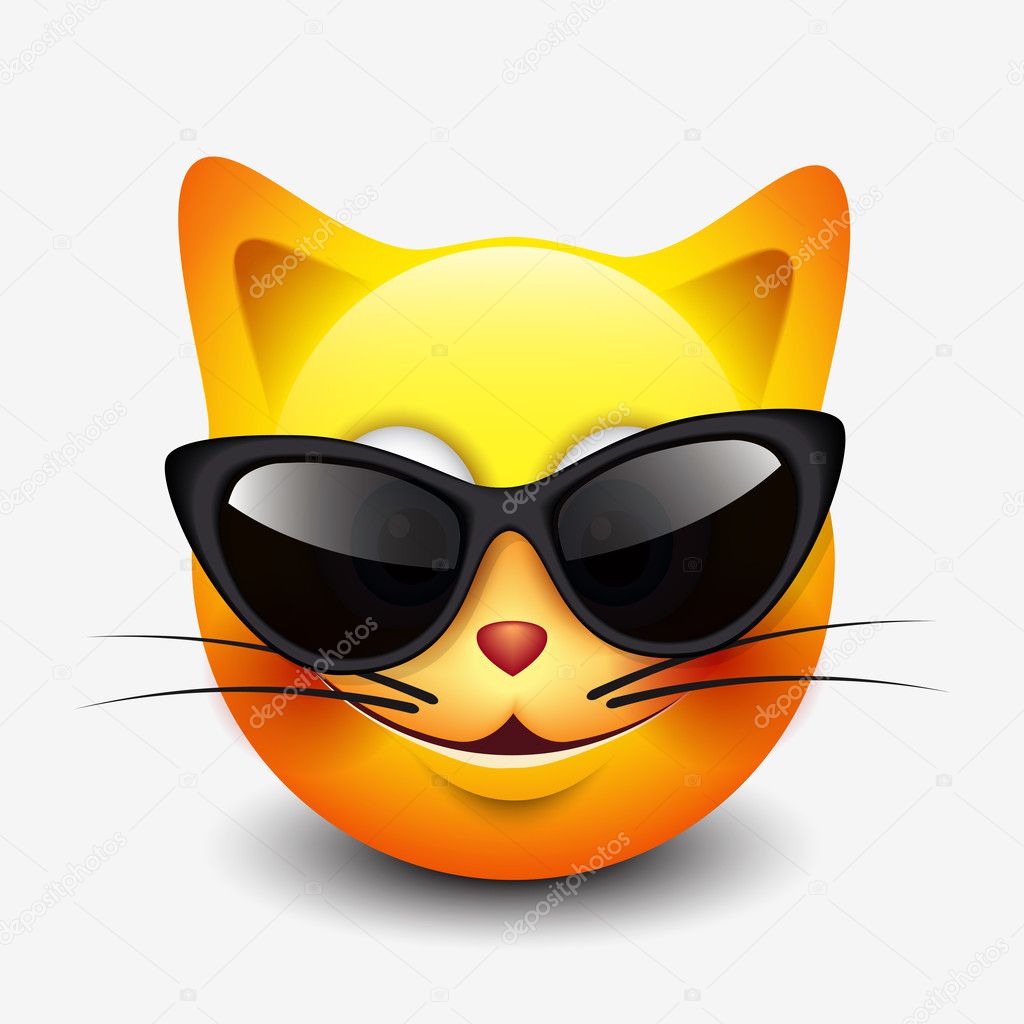 photo Cool Cat Emoji https depositphotos com 128473044 stock illustration cat emoticon wearing black sunglasses html