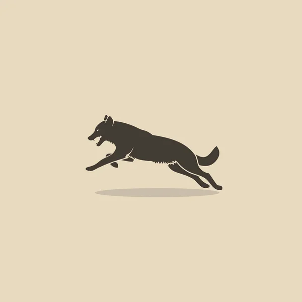 Lobo enojado corriendo — Vector de stock