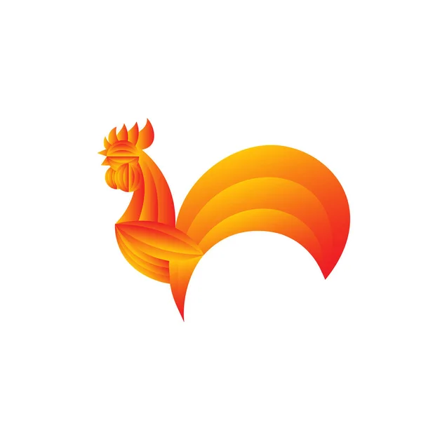 Gallo naranja con cola grande — Vector de stock