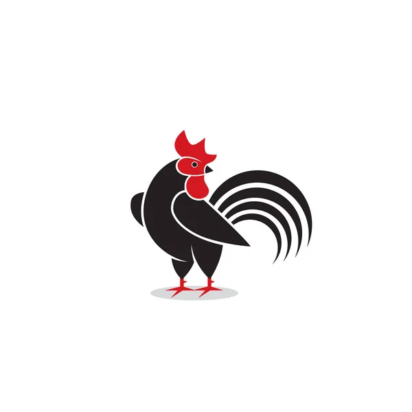 Black rooster with large tail — Stock Vector