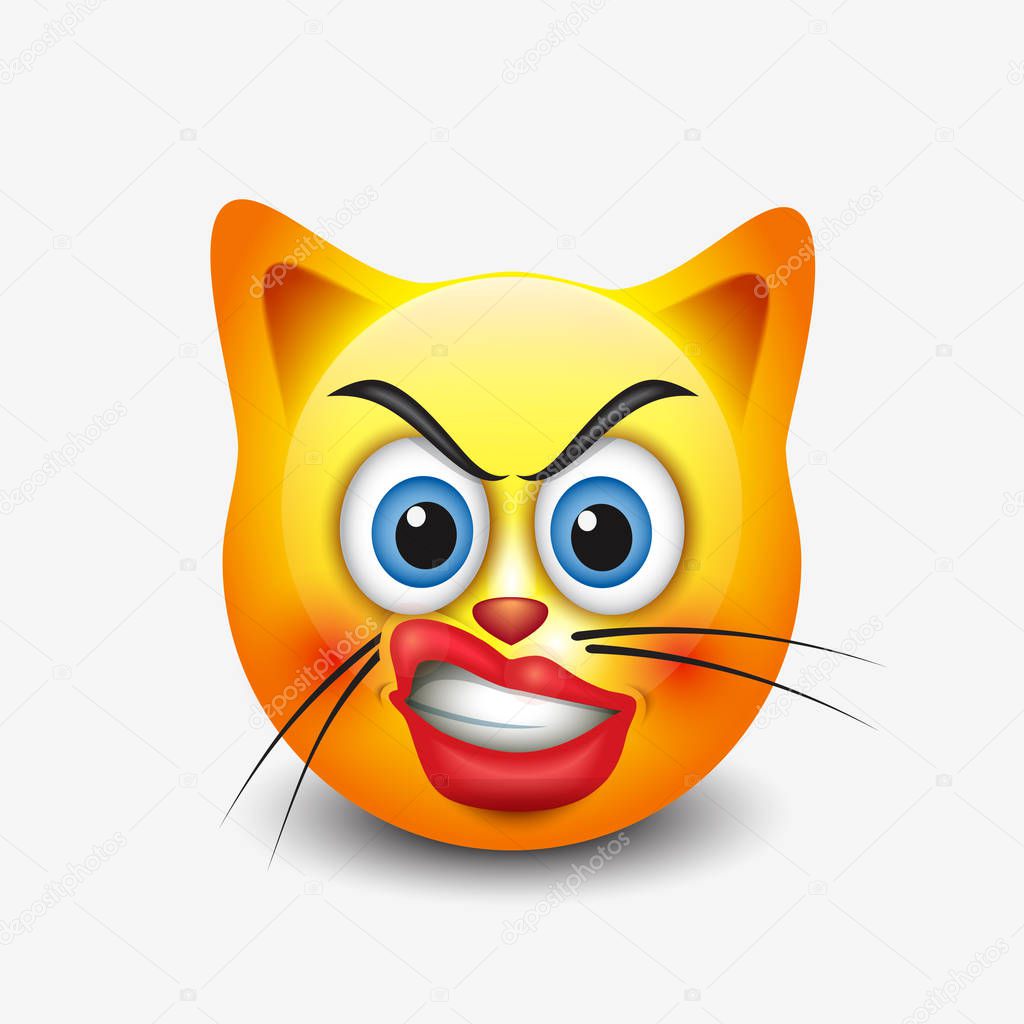 Angry cat emoticon with curly lips — Stock Vector © I.Petrovic #130836270